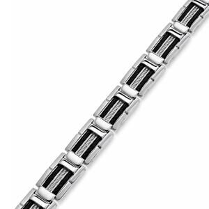 Men’s Black & Grey Cable Bracelet in Stainless Steel
